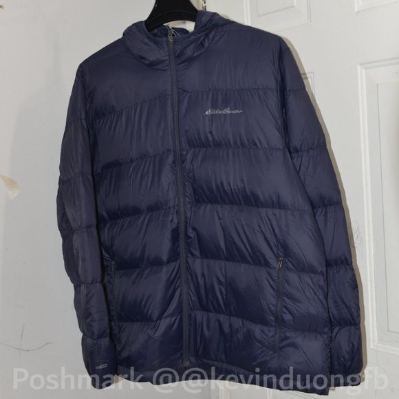 - Men’s Hooded Down Blue Jacket Eddie Bauer - Picture 3 of 9